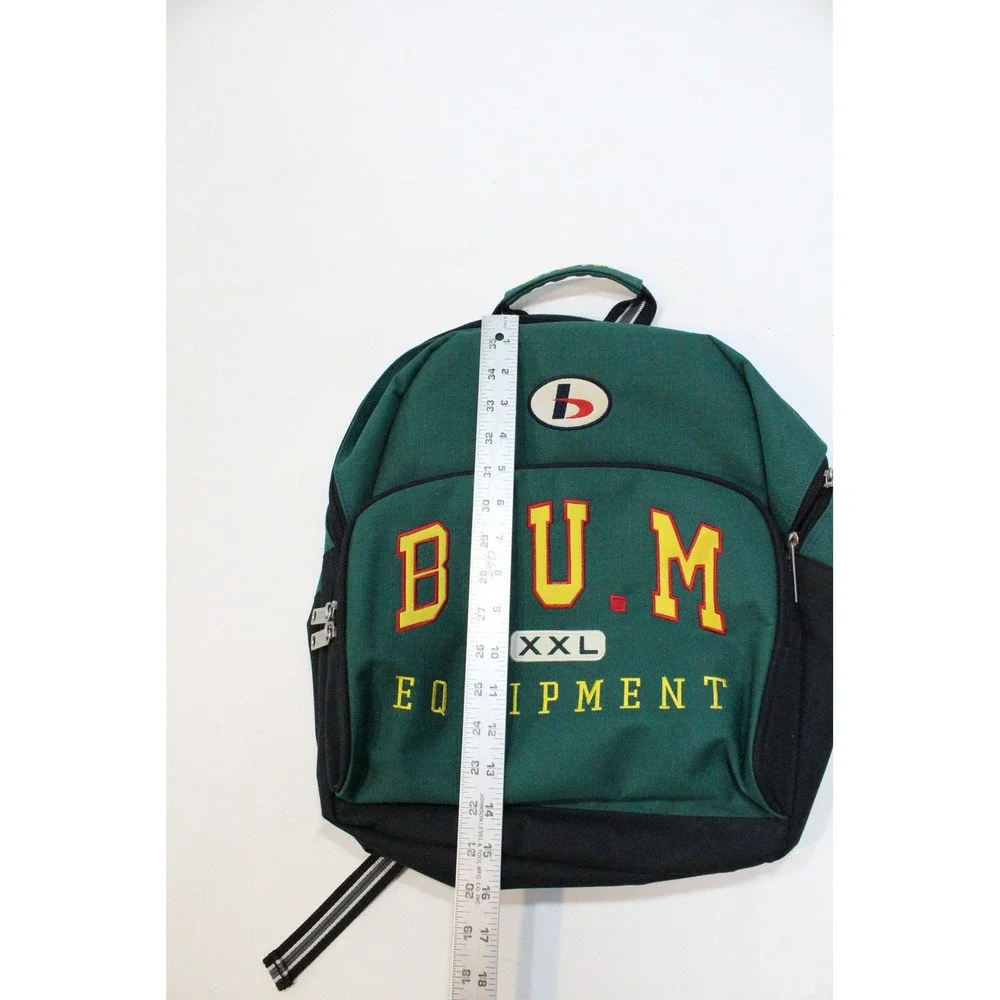 Vintage BUM Equipment XXL Backpack Forest Green Black Embroidered School Bag